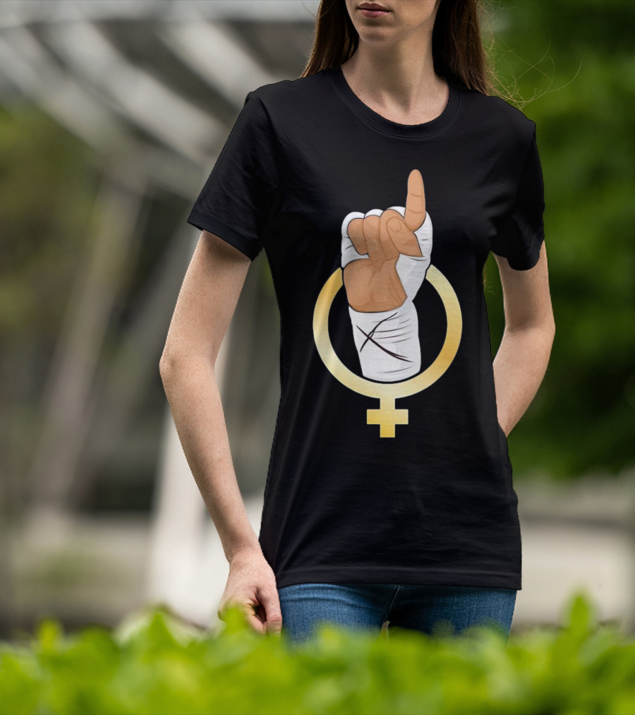 Gold Female Boxing Hand Symbol Feminist Power T-Shirt