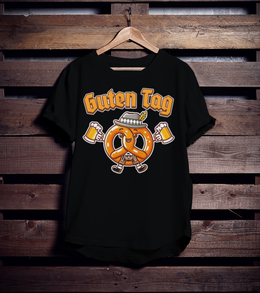 Guten Tag Pretzel With Beer Oktoberfest Cheers T-Shirt