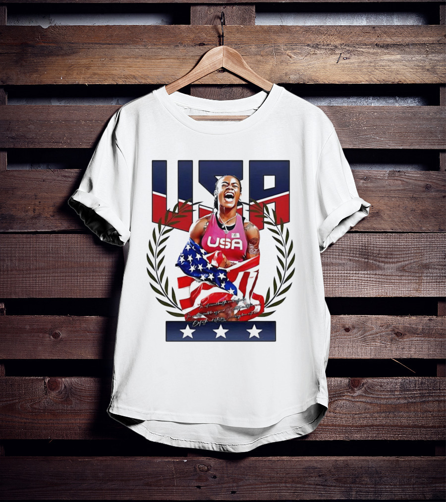USA Sha’Carri Richardson Gold Medal Celebration American Flag T-Shirt
