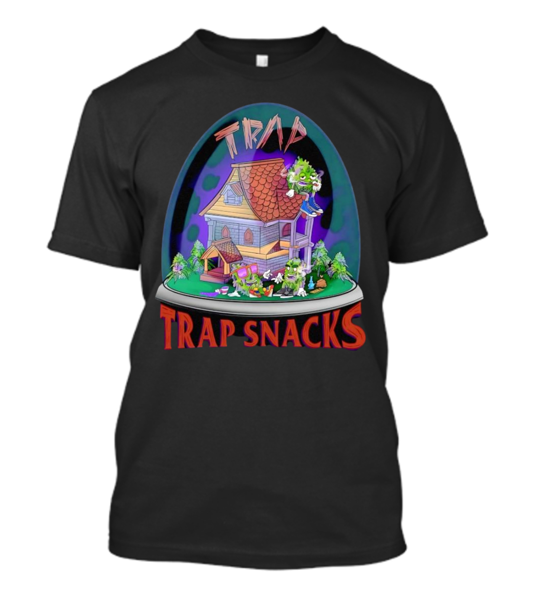 Trap Snacks Haunted House Theme Cannabis Character Dome T-Shirt