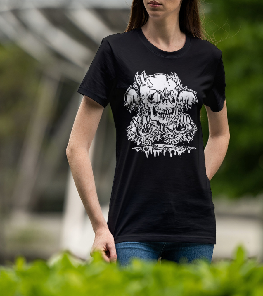 Metal Dream Skull Monstrous Demon Eyes And Teeth T-Shirt