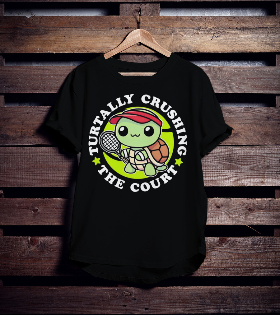Turtally Crushing The Court Turtle Tennis T-Shirt