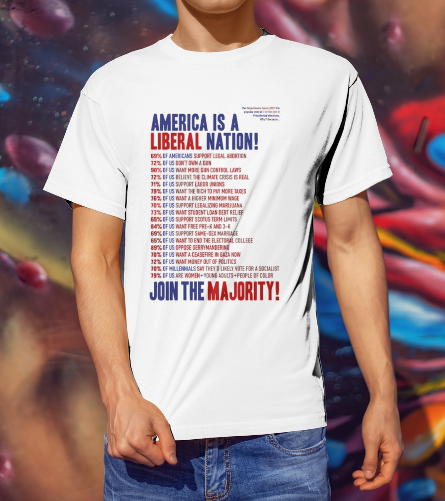 America Is A Liberal Nation 69% Of Americans Support Legal Abortion Join The Majority T-Shirt