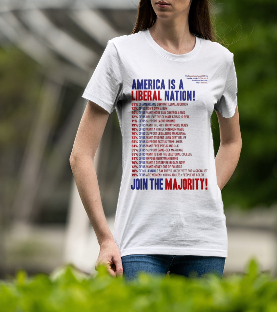 America Is A Liberal Nation 69% Of Americans Support Legal Abortion Join The Majority T-Shirt