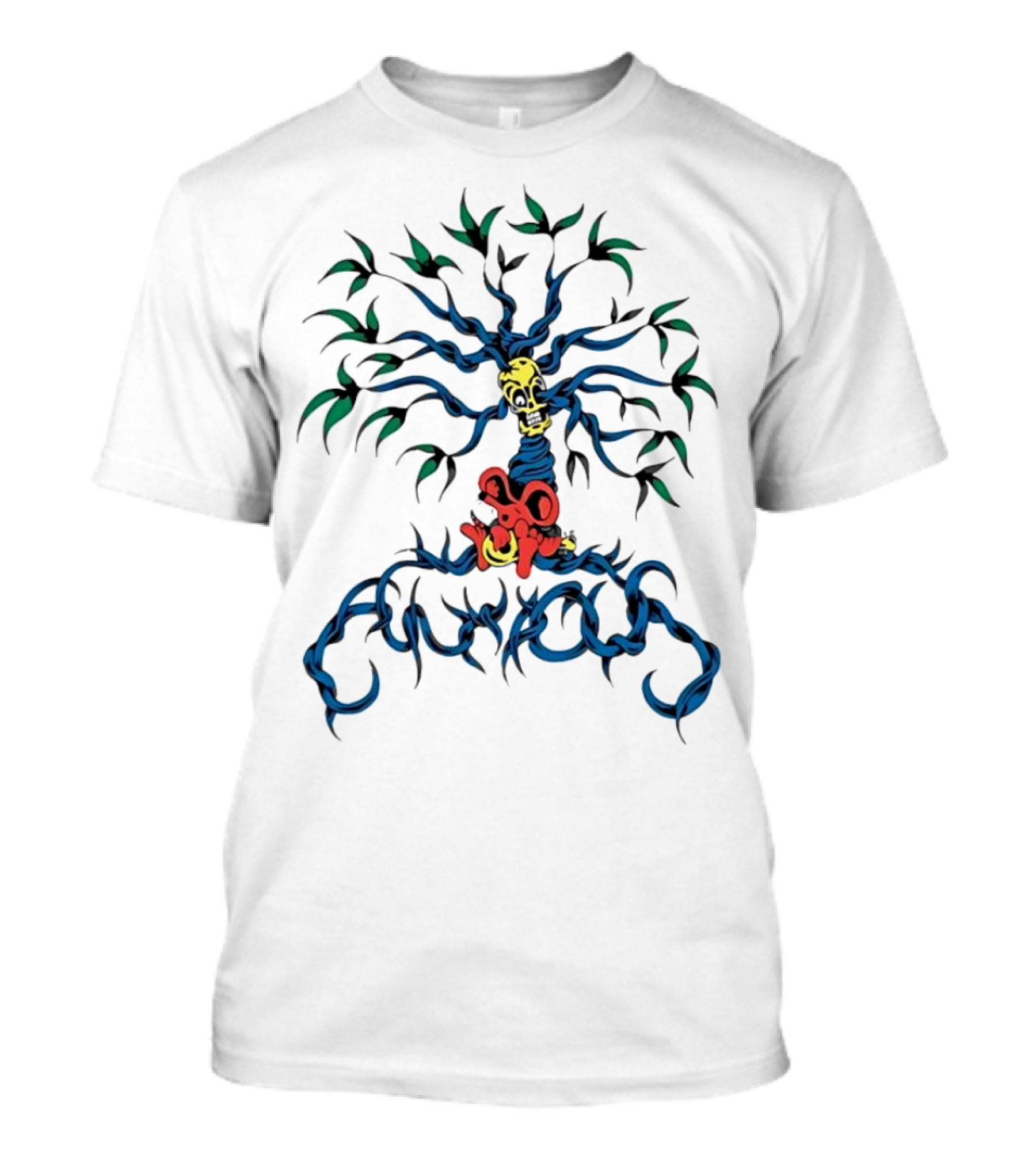Anxious Mouse Blue Tree With Yellow Skull T-Shirt
