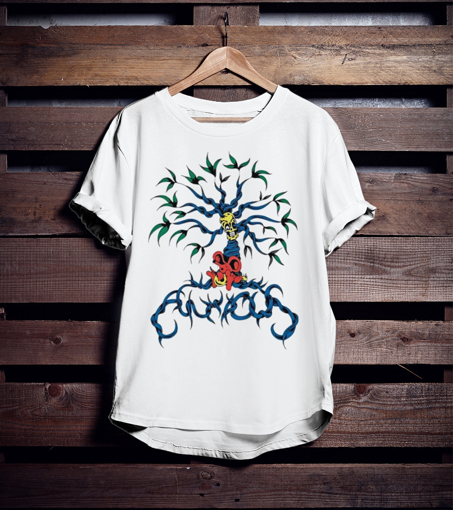 Anxious Mouse Blue Tree With Yellow Skull T-Shirt