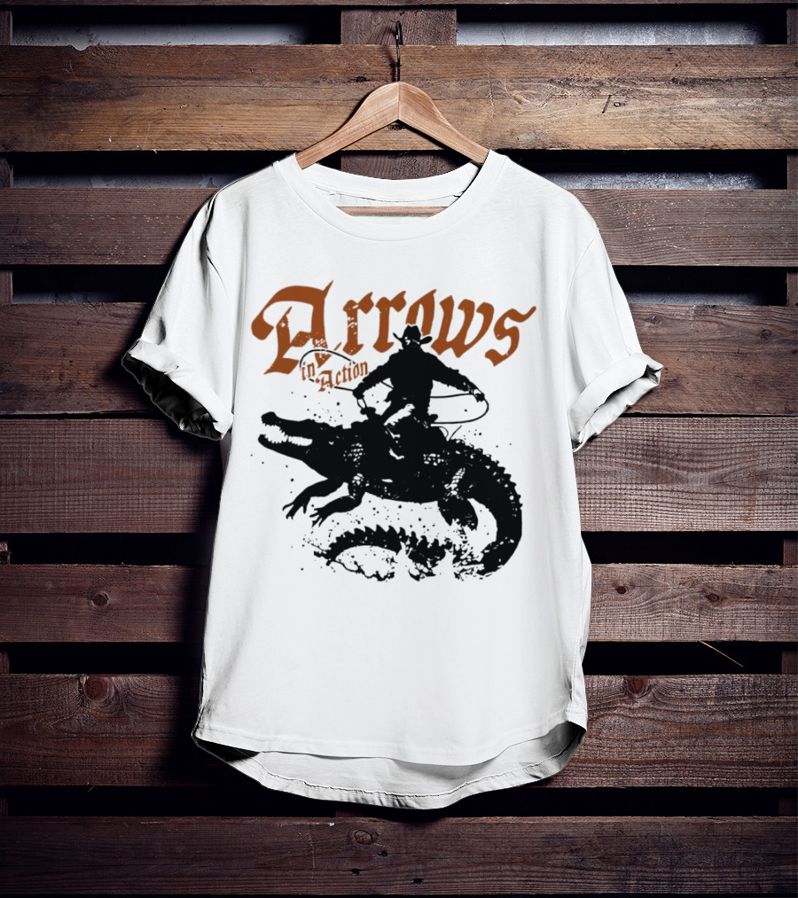 Arrows In Action Cowboy Riding Alligator T-Shirt