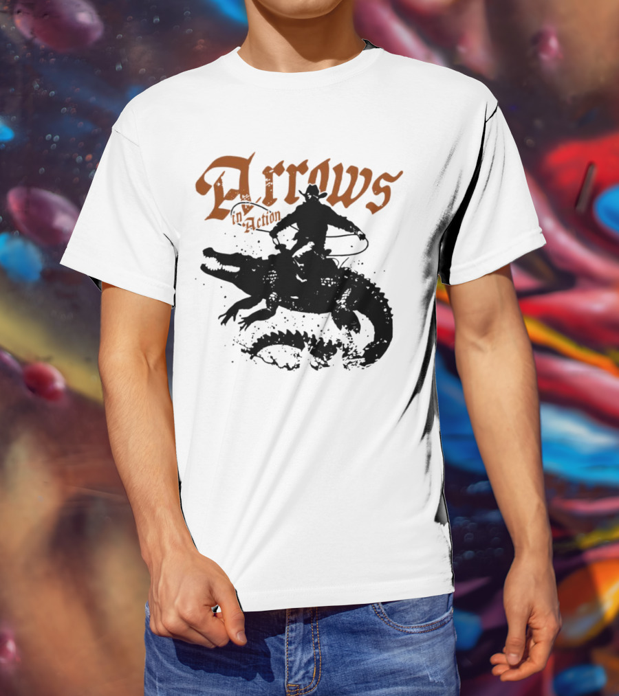 Arrows In Action Cowboy Riding Alligator T-Shirt