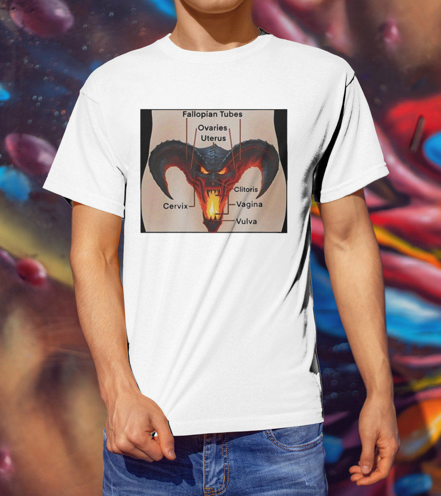 Fallopian Tubes Ovaries Uterus Cervix Clitoris Vagina Vulva Demon Anatomy T-Shirt
