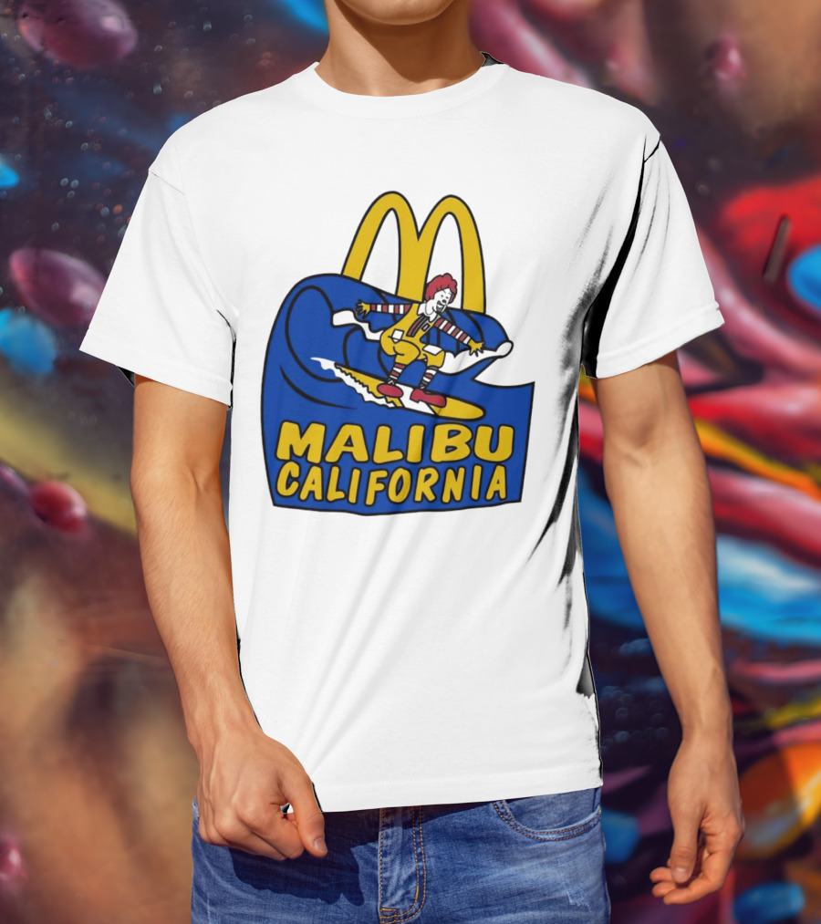 McDonald’s Clown Surfing Malibu California Waves T-Shirt