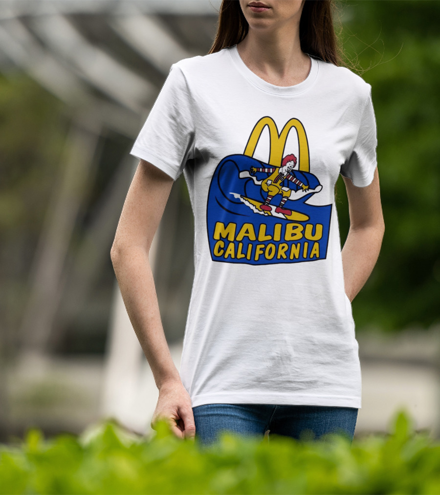 McDonald’s Clown Surfing Malibu California Waves T-Shirt