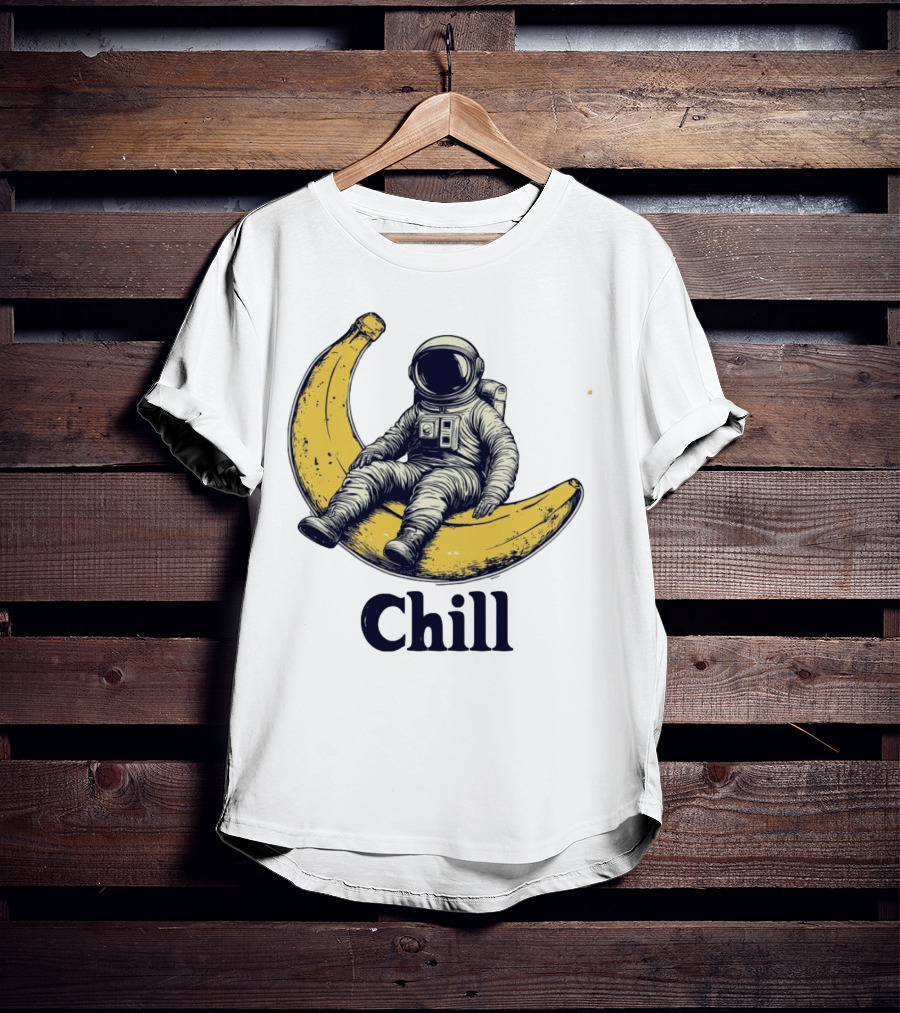 Astronaut Chill Sit On Moon Banana T-Shirt