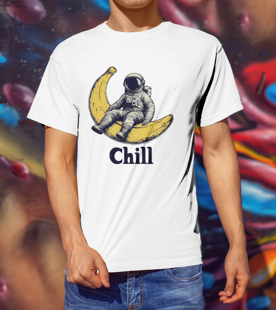 Astronaut Chill Sit On Moon Banana T-Shirt