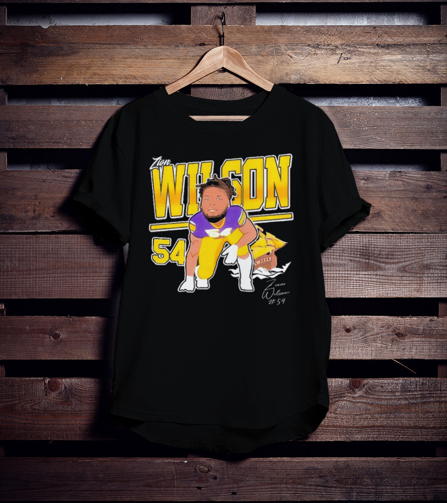 Zion Wilson 54 East Carolina Pirates Cartoon Football Player T-Shirt