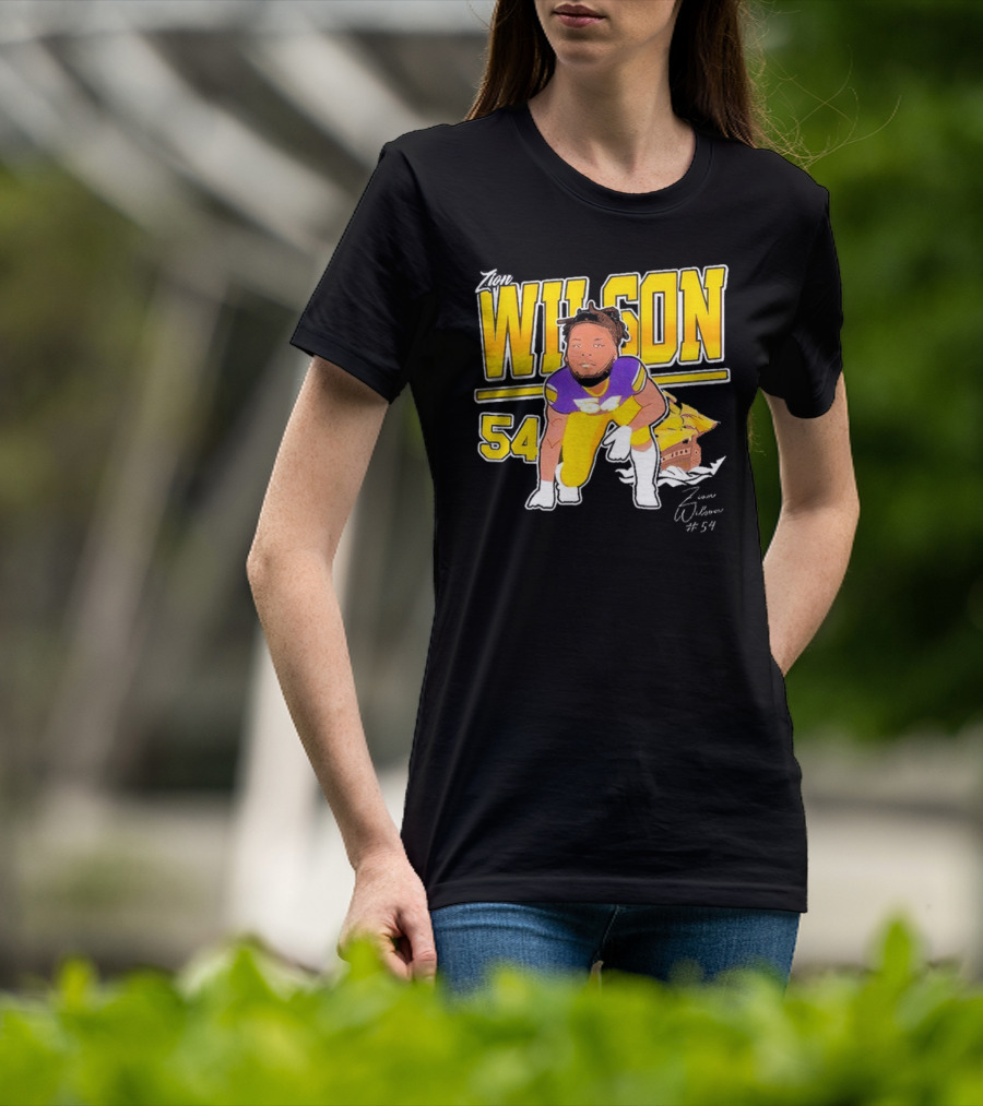 Zion Wilson 54 East Carolina Pirates Cartoon Football Player T-Shirt