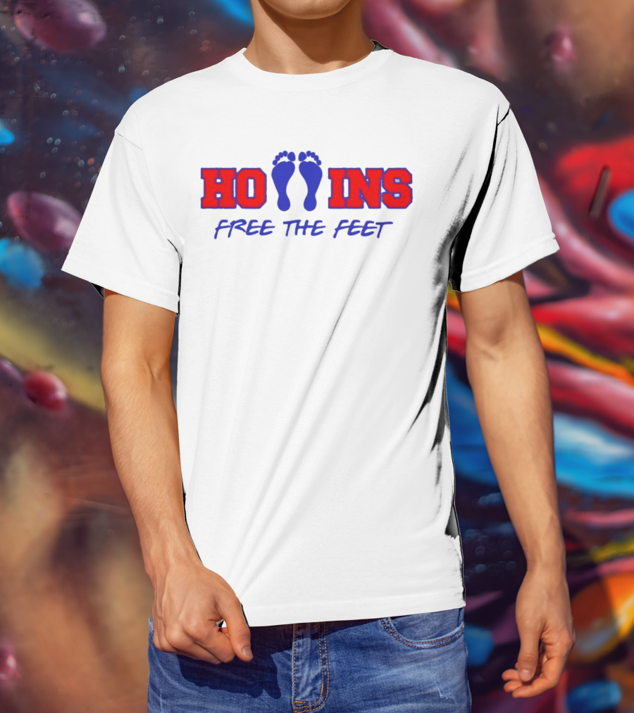 Hollins Free The Feet With Red And Blue Footprints T-Shirt