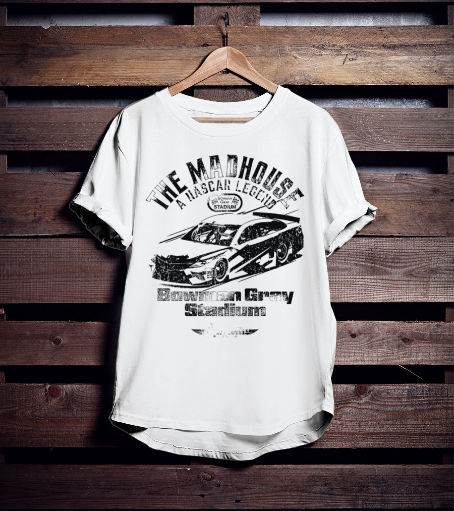 The Madhouse A NASCAR Legend Car Graphic Bowman Gray Stadium T-Shirt