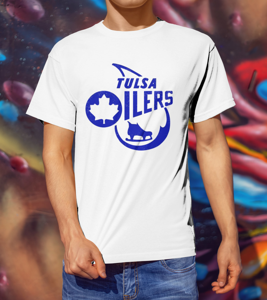 Tulsa Oilers 1982 Maple Leaf Ice Skate T-Shirt