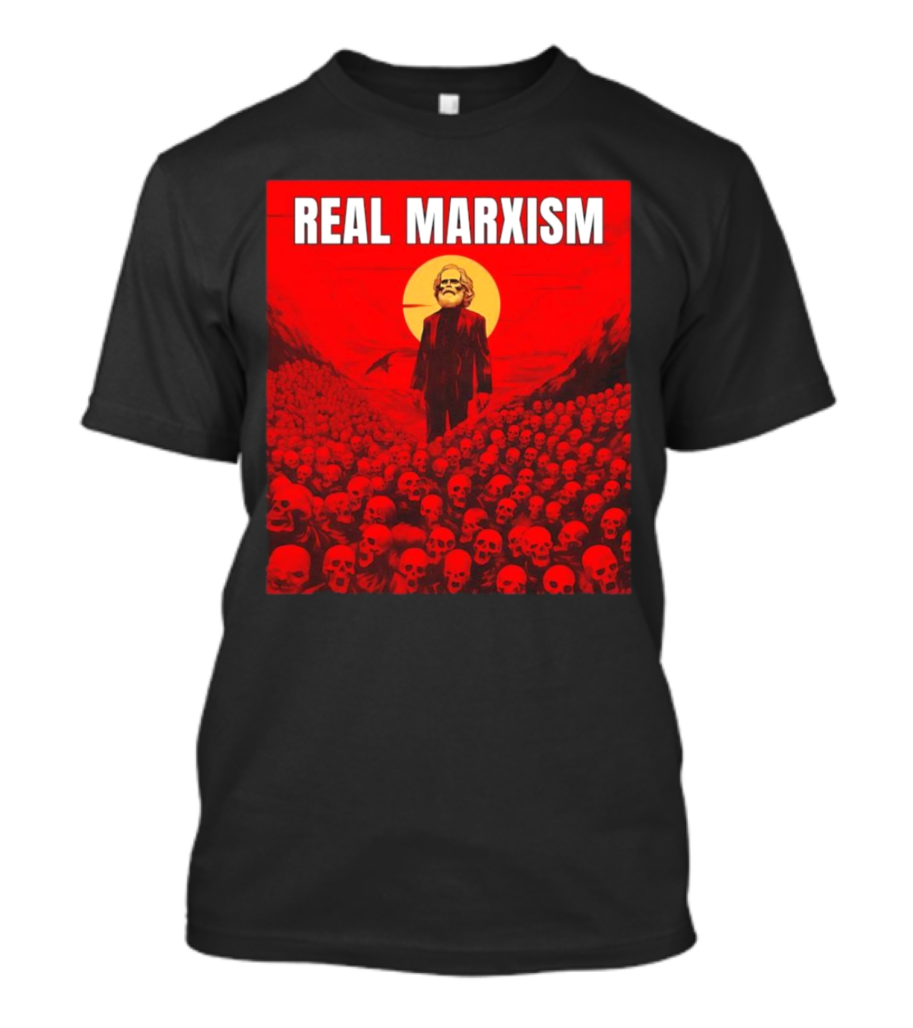 Karl Marx Real Marxism Surrounded By Skulls T-Shirt