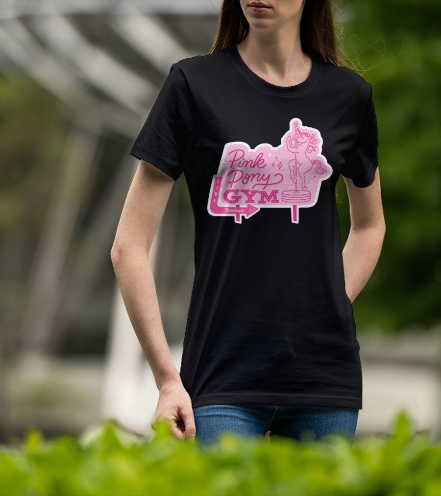 Pink Pony Gym Live Workouts Unicorn Pole Fitness T-Shirt