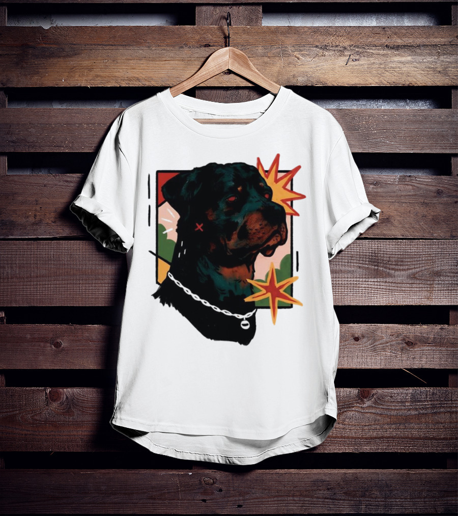 Rottweiler Pop Art Style With Starburst Elements T-Shirt