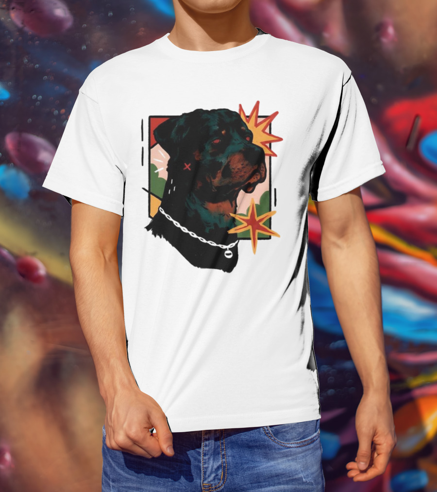Rottweiler Pop Art Style With Starburst Elements T-Shirt