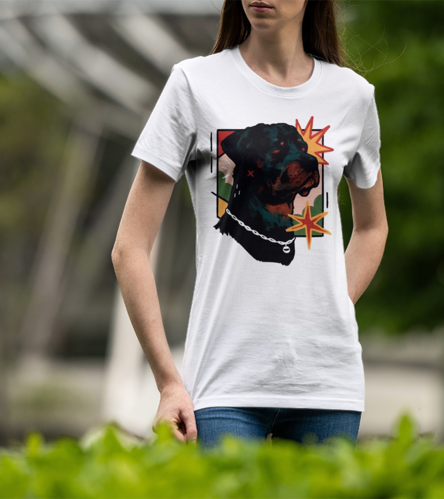 Rottweiler Pop Art Style With Starburst Elements T-Shirt