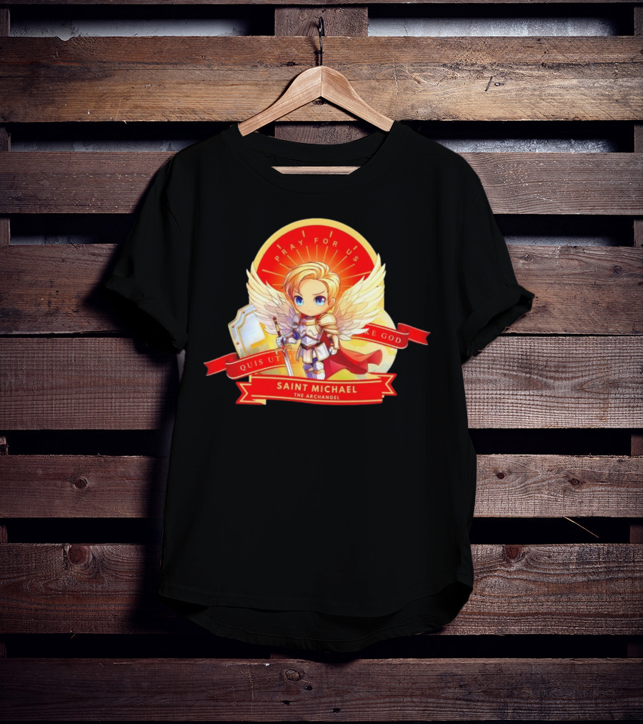 Saint Michael The Archangel Pray For Us Quis Ut Deus Cartoon T-Shirt