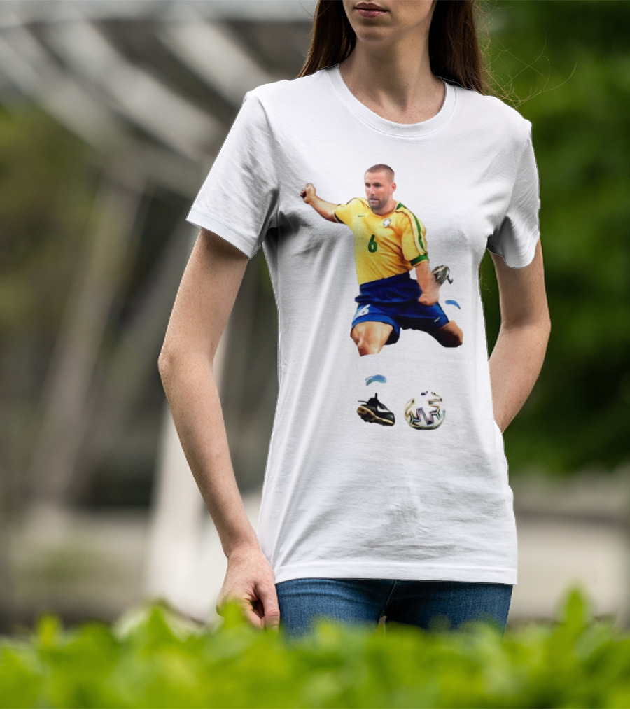 Shawberto Carlos Footballer In Brazilian Kit With Ball T-Shirt