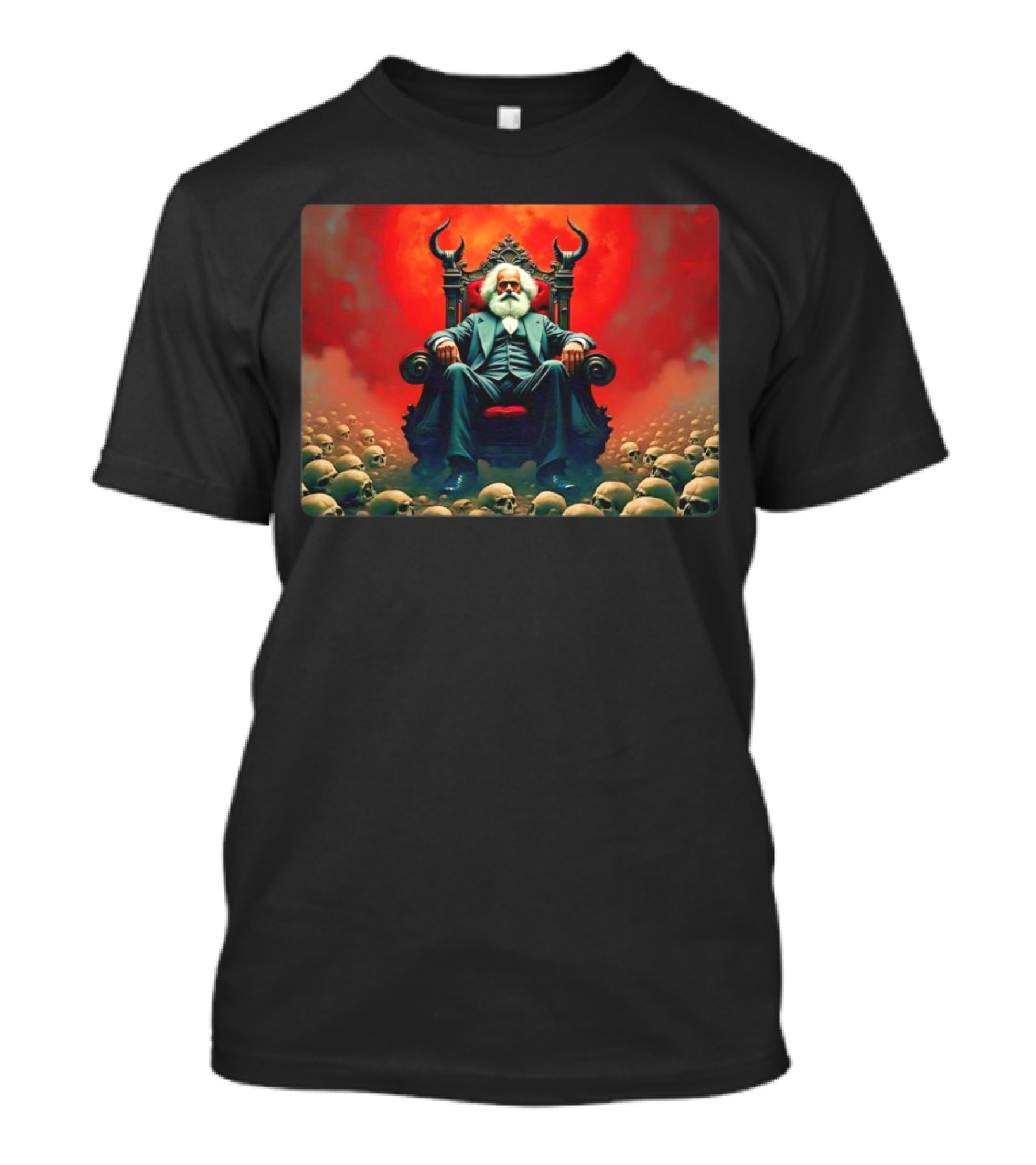 Communists Want To Abolish Intellectual Property Karl Marx Throne Of Skulls And Flames T-Shirt