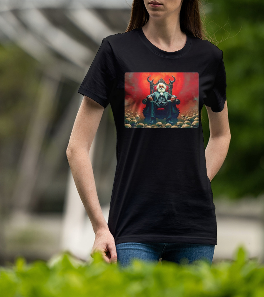 Communists Want To Abolish Intellectual Property Karl Marx Throne Of Skulls And Flames T-Shirt