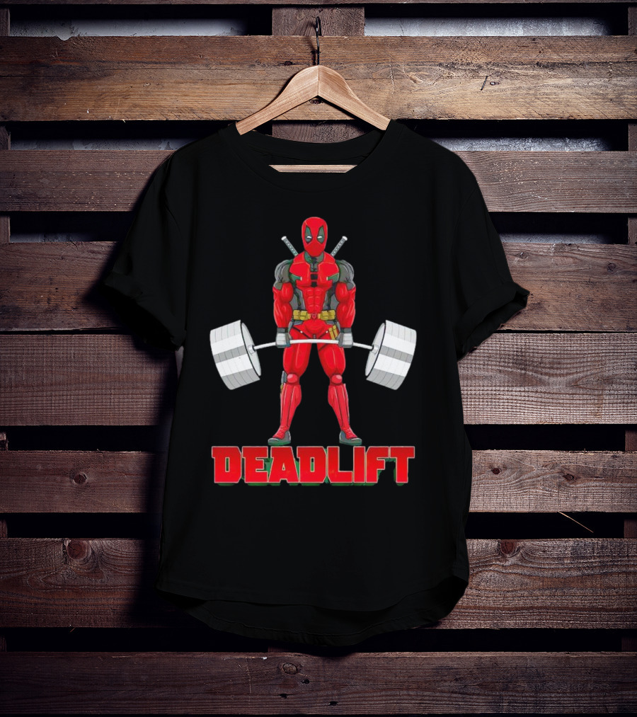 Deadpool Deadlift Gym Fitness Comic Character Strength Training T-Shirt