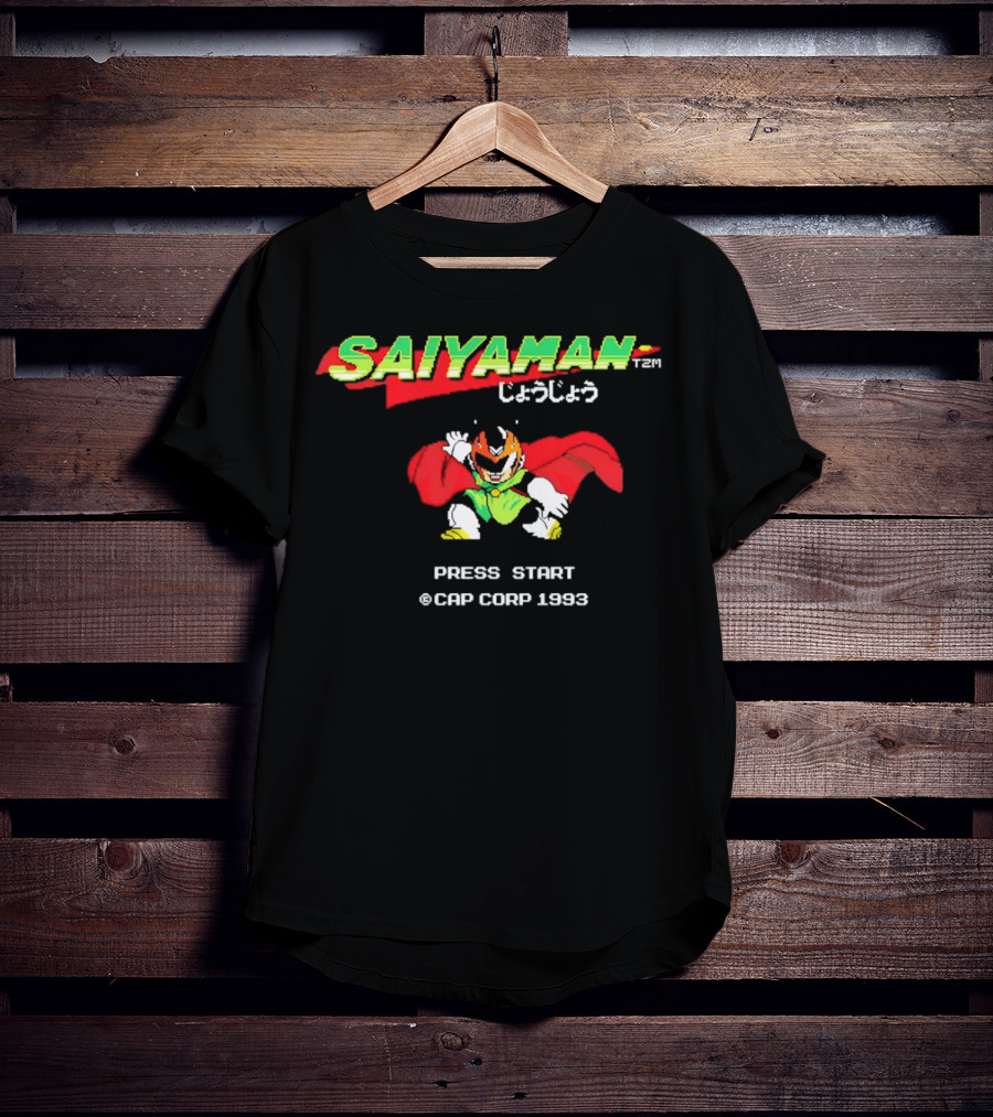 SAIYAMAN Press Start ©CAP CORP 1993 Vintage Game Gohan Rocks T-Shirt