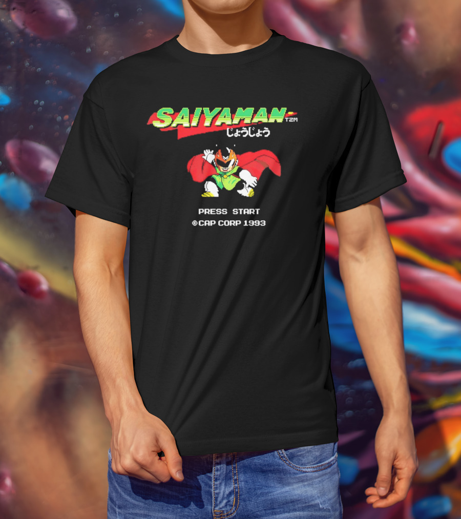 SAIYAMAN Press Start ©CAP CORP 1993 Vintage Game Gohan Rocks T-Shirt