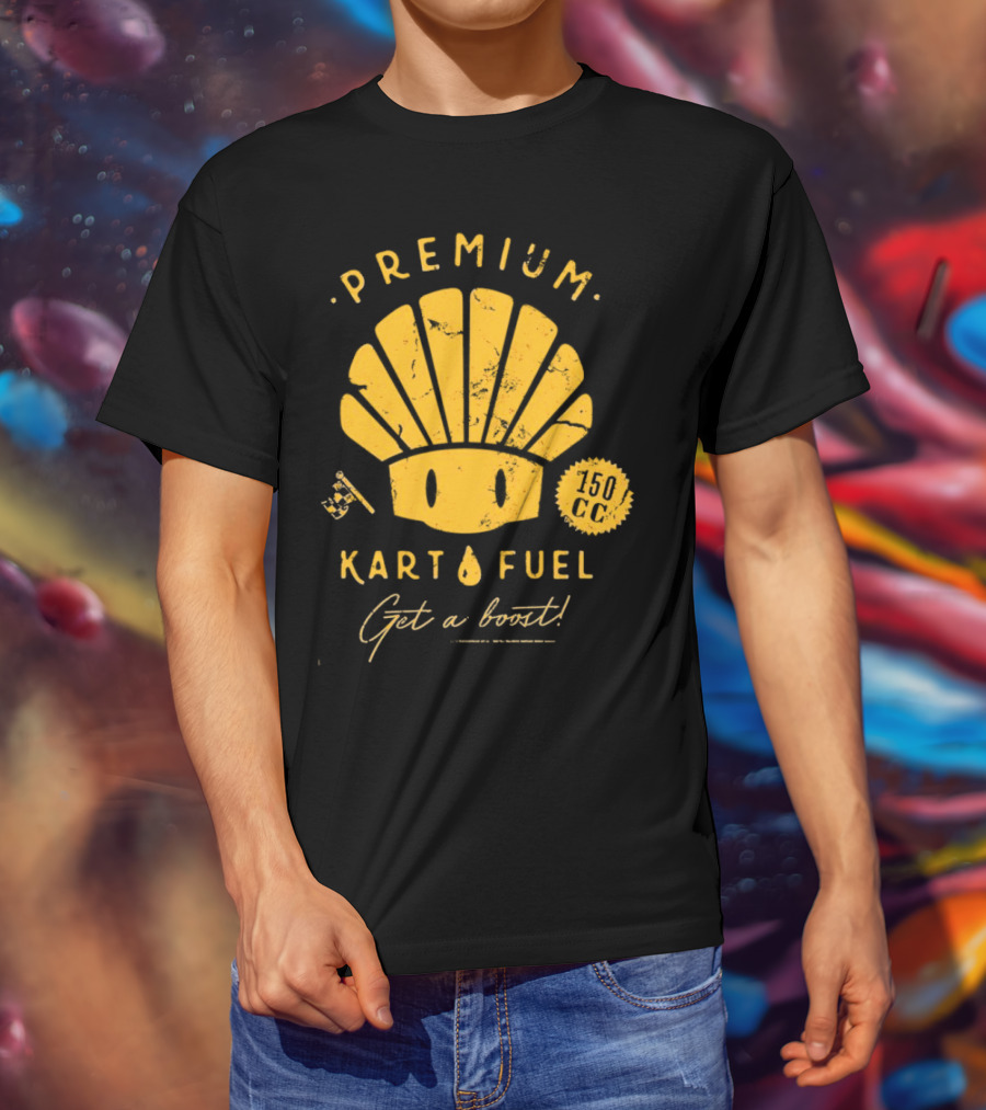 Mario Kart Premium Yellow Shell Kart Fuel 150cc Get A Boost T-Shirt