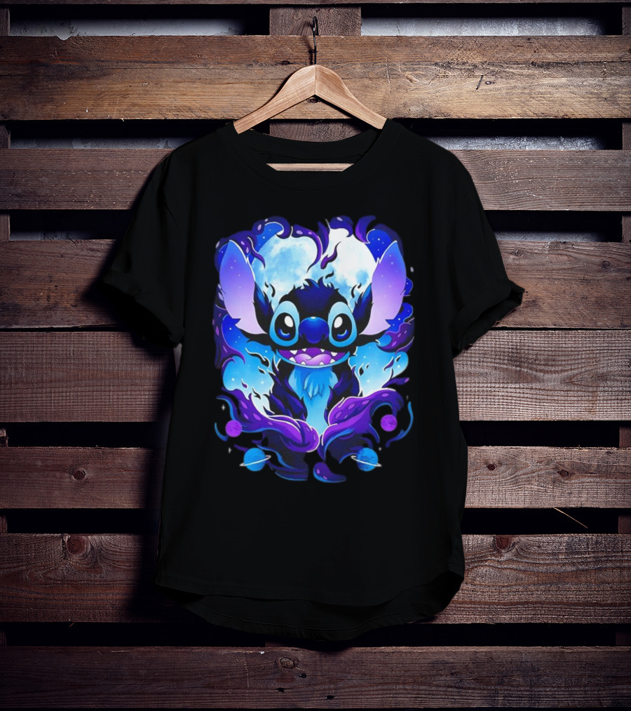 Stitch Experiment 626 Cosmic Darkness Cartoon T-Shirt