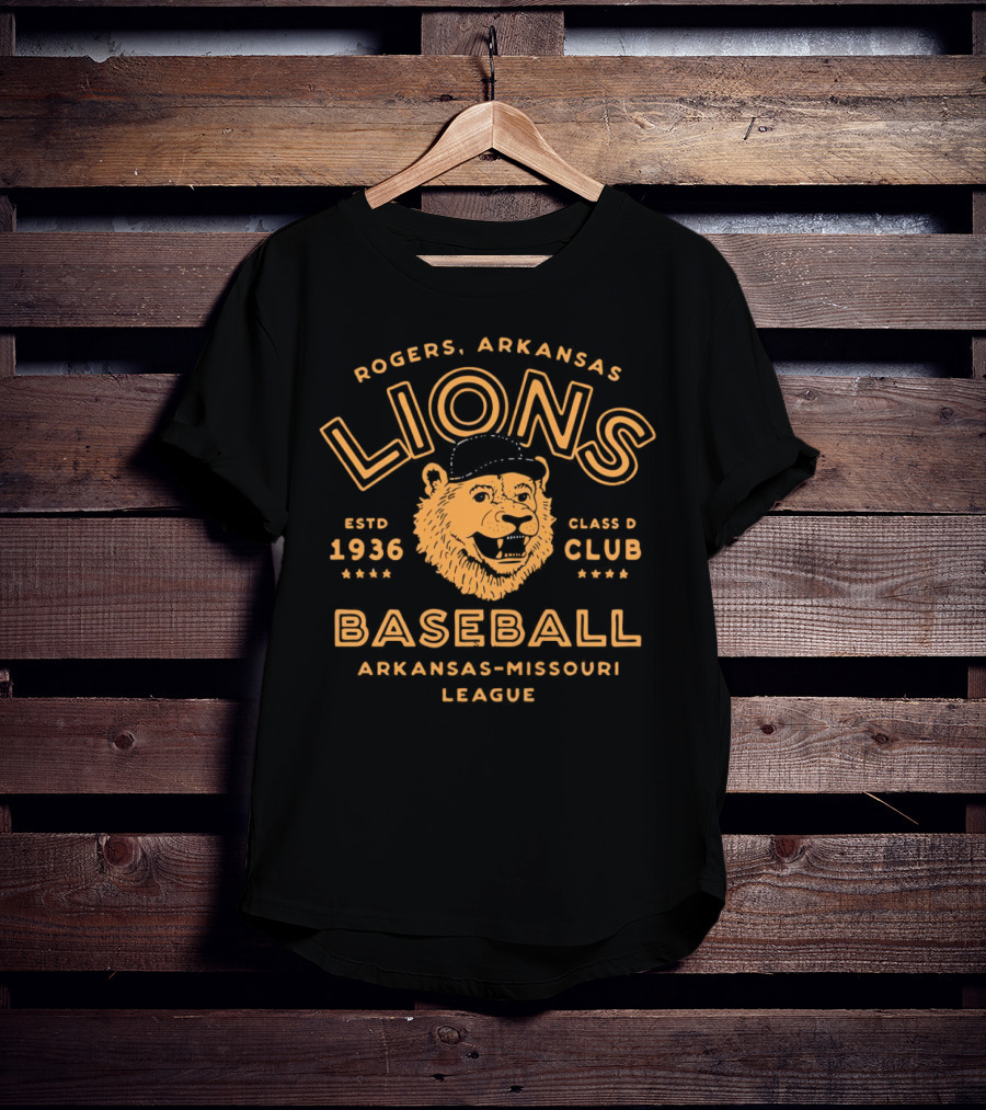 Rogers Arkansas Lions Baseball Estd 1936 Class D Club Arkansas-Missouri League T-Shirt