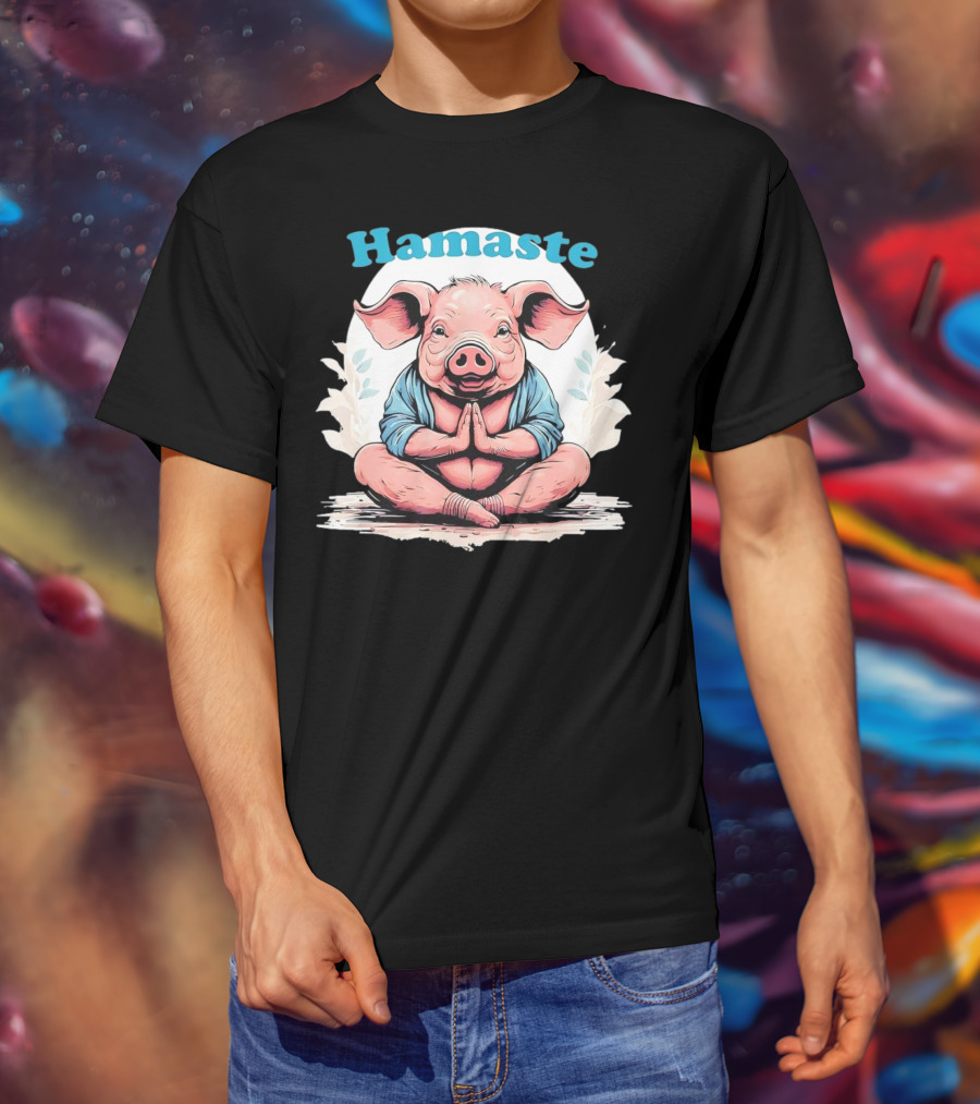 Hamaste Schwein Yoga Namaste Nationaler Humor T-Shirt