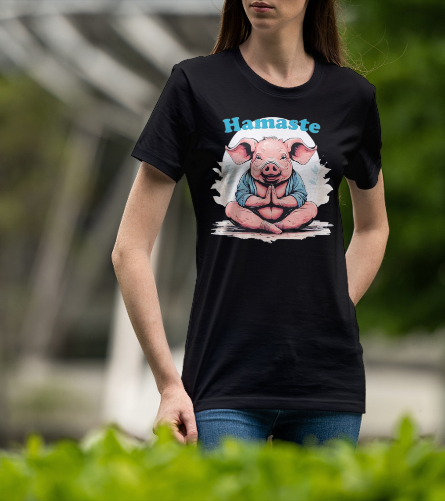 Hamaste Schwein Yoga Namaste Nationaler Humor T-Shirt