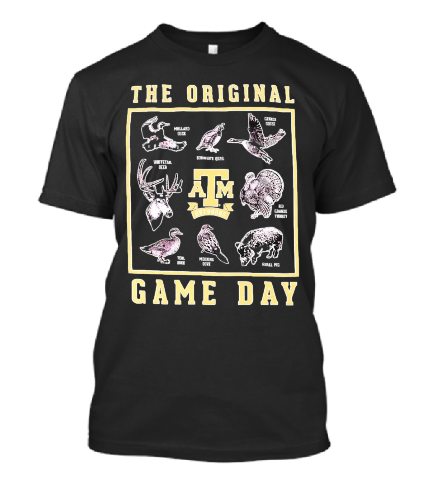 The Original Game Day Texas A&M Outdoors Whitetail Deer Mallard Duck Rio Grande Turkey T-Shirt