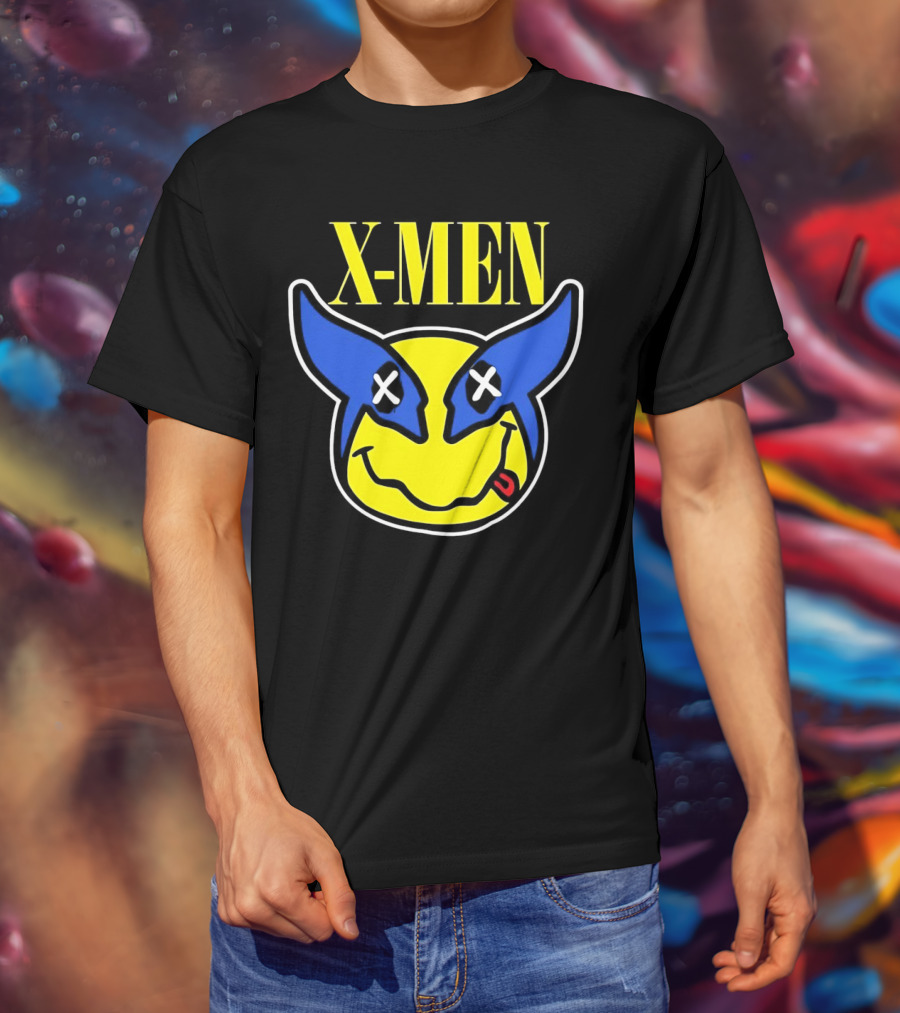 X-Men Wolverine Nirvana Smiley Face Crossover T-Shirt