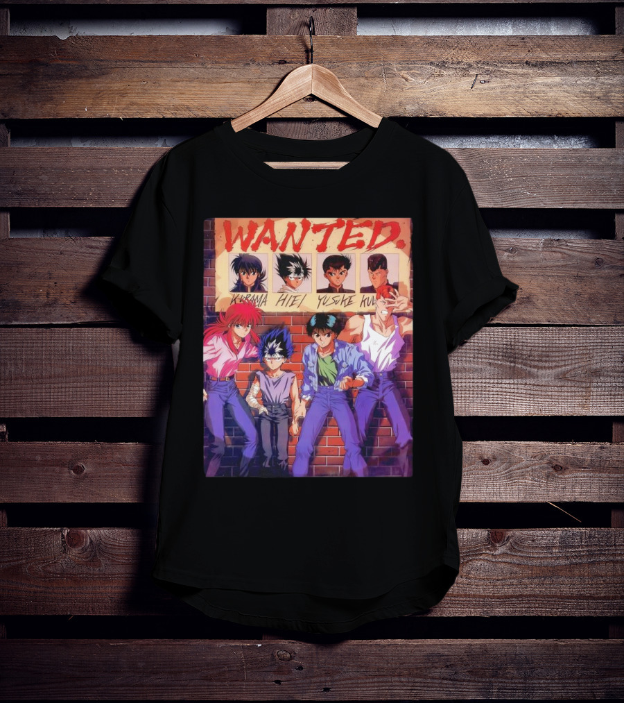 Yu Yu Hakusho 1992 Wanted Kurama Hiei Yusuke Kuwabara T-Shirt