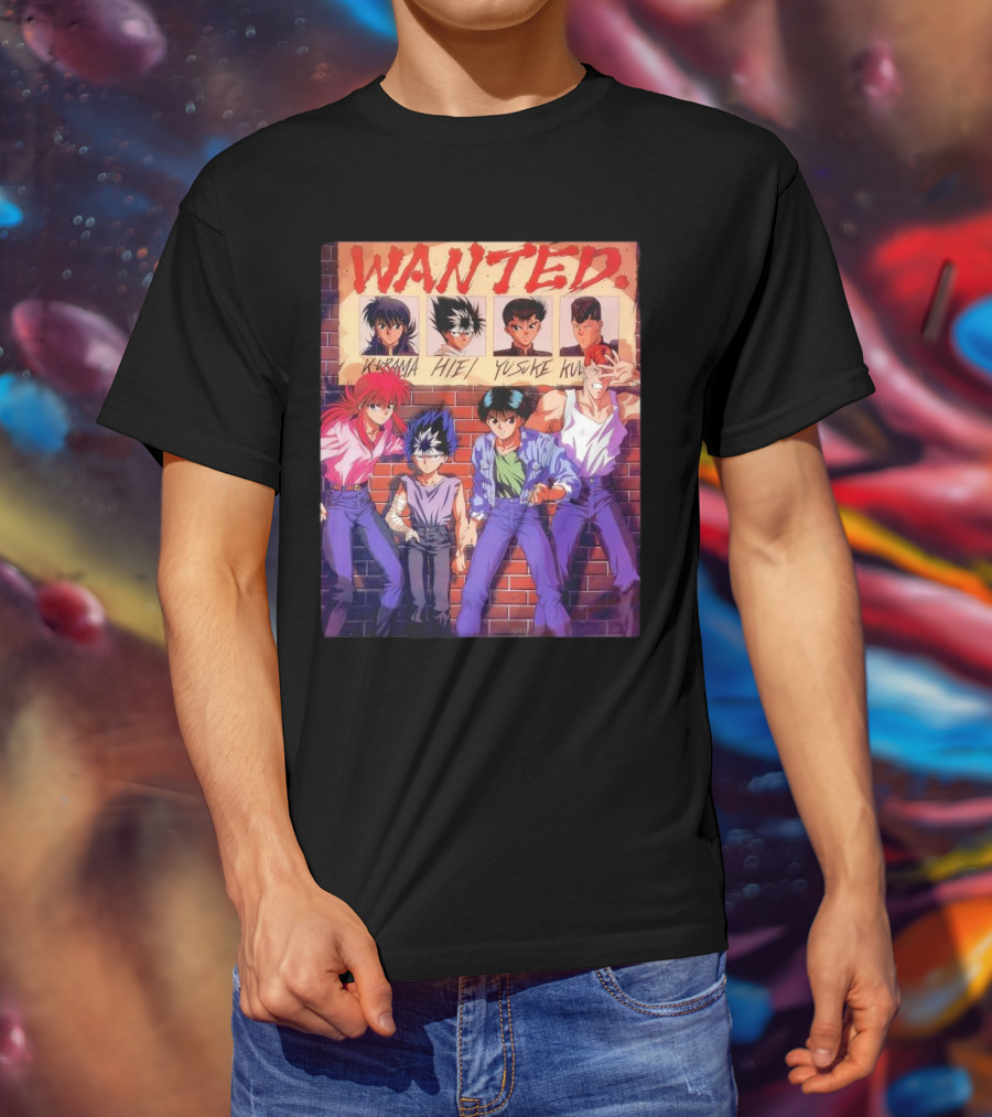 Yu Yu Hakusho 1992 Wanted Kurama Hiei Yusuke Kuwabara T-Shirt