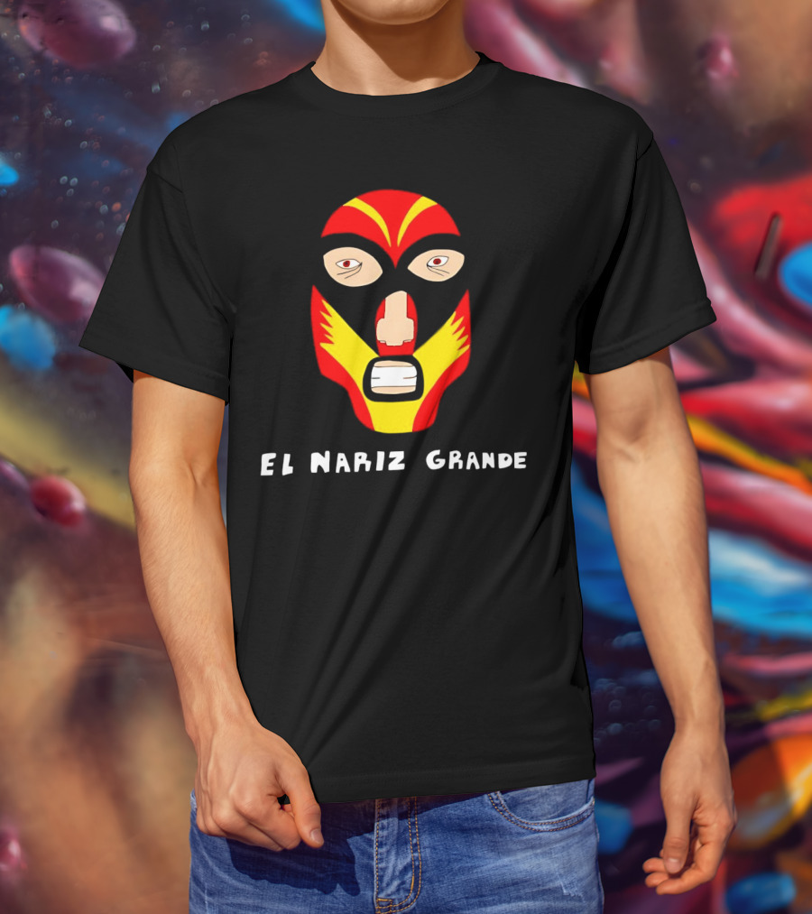 Ariel Helwani El Nariz Grande Mask Red Yellow Black T-Shirt