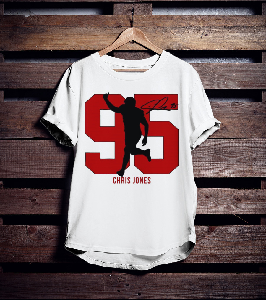 Chris Jones 95 Kansas City Chiefs Silo Signature Action Number T-Shirt