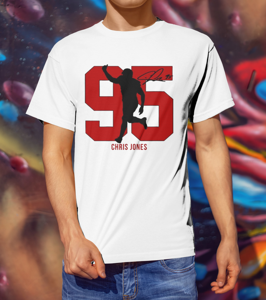 Chris Jones 95 Kansas City Chiefs Silo Signature Action Number T-Shirt