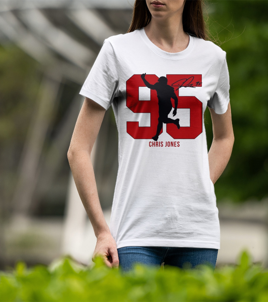 Chris Jones 95 Kansas City Chiefs Silo Signature Action Number T-Shirt