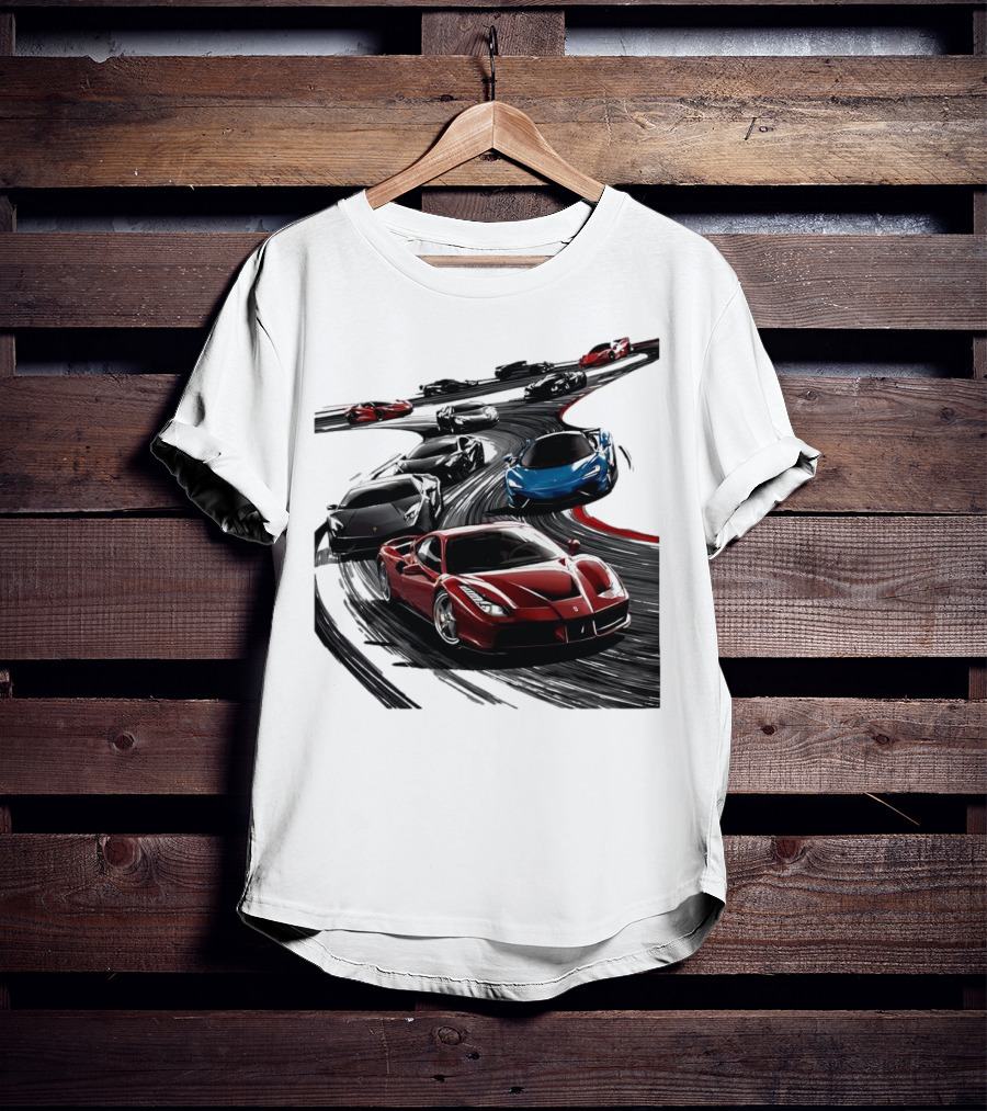 Furious Speed Race Cars Ferrari Lamborghini McLaren Track Racing T-Shirt