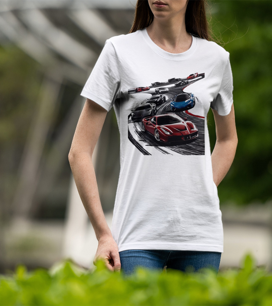 Furious Speed Race Cars Ferrari Lamborghini McLaren Track Racing T-Shirt