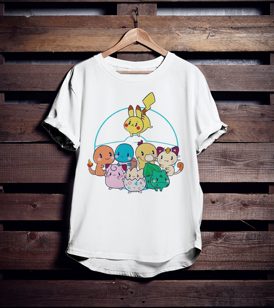 Kawaii Pokes Pikachu Bulbasaur Charmander Squirtle Cuties T-Shirt